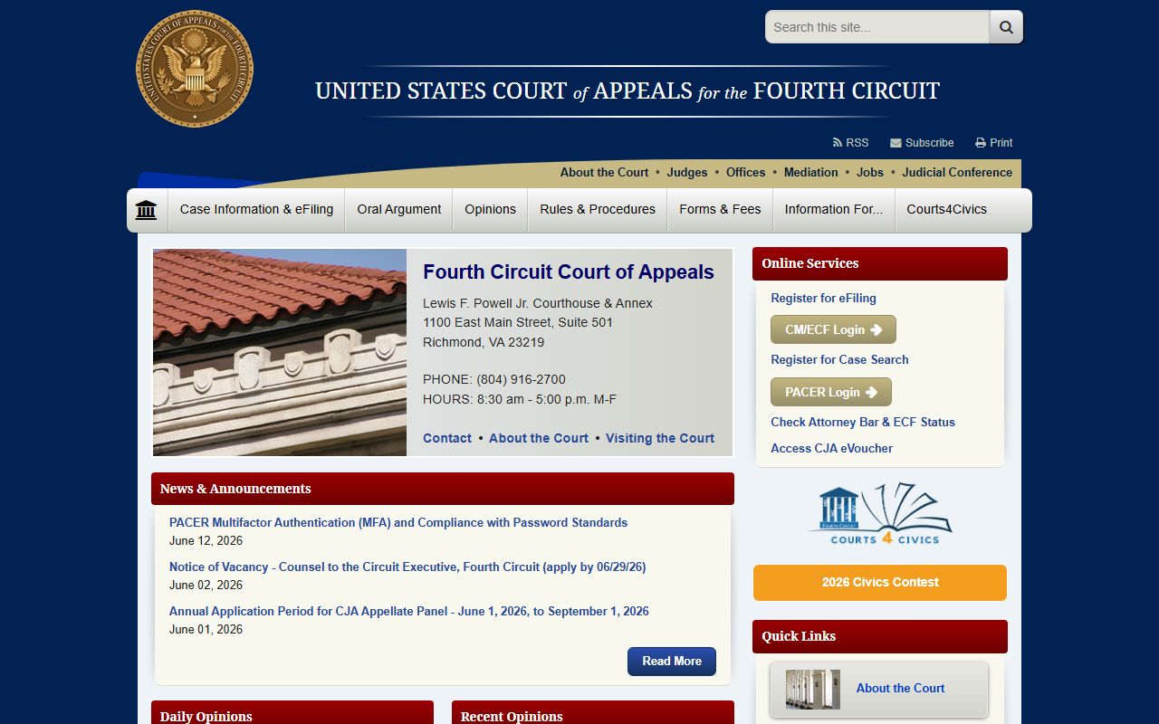 Lee County Circuit Court records Fourth Circuit appeals