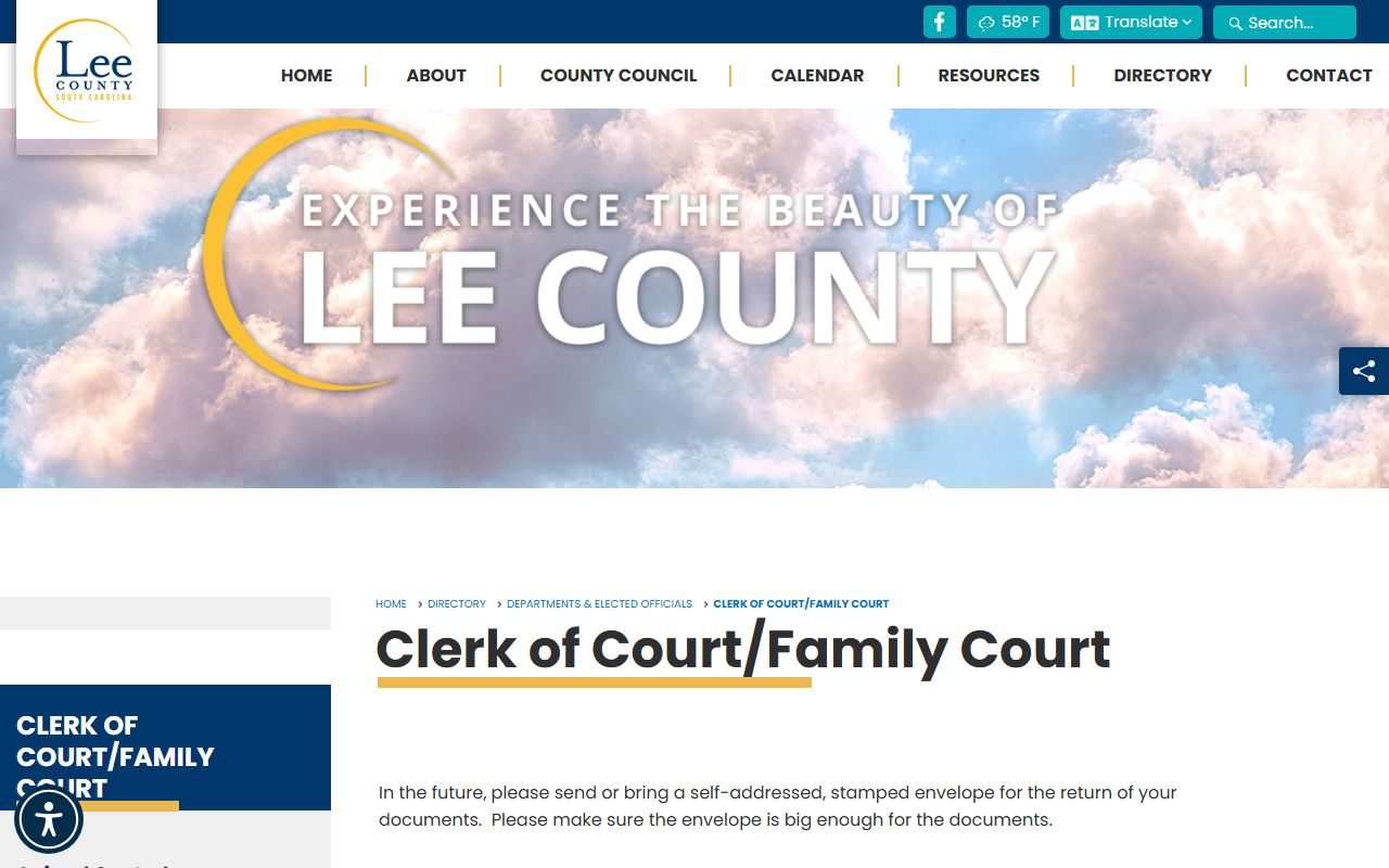 Lee County Clerk of Court records office page
