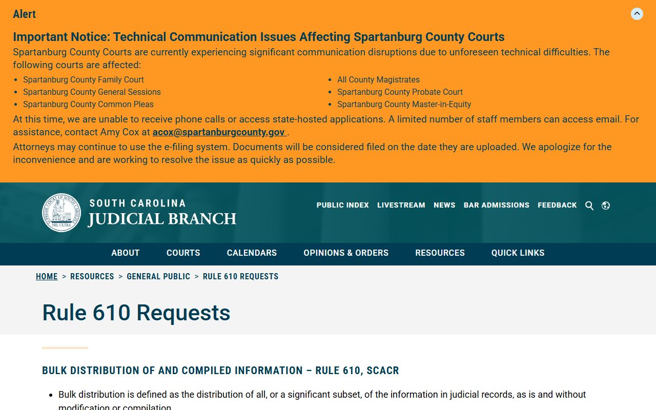 Lee County court records Rule 610 request source