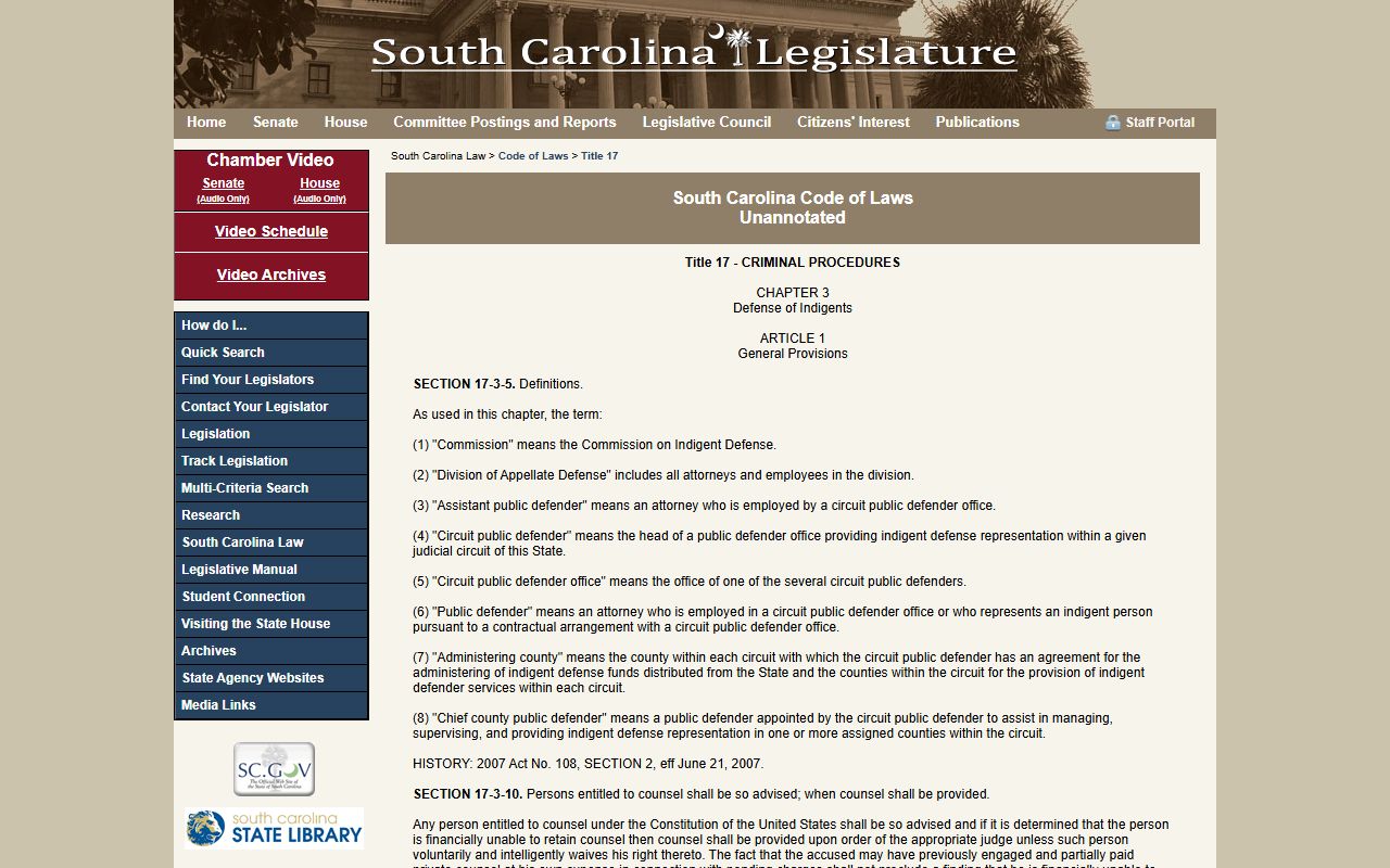 Lee County criminal court records public defender statute source
