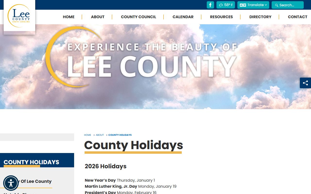 Lee County court records county holiday schedule