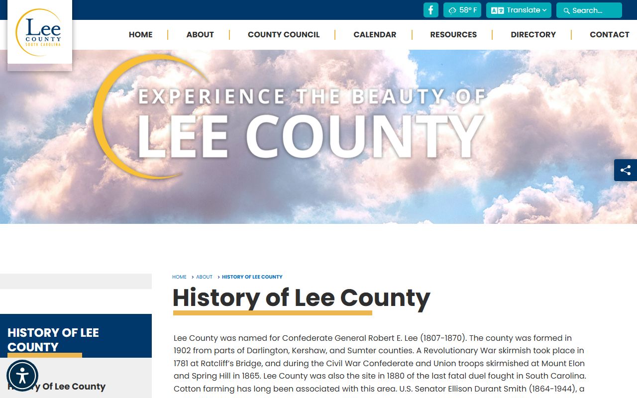 Lee County court records county history page
