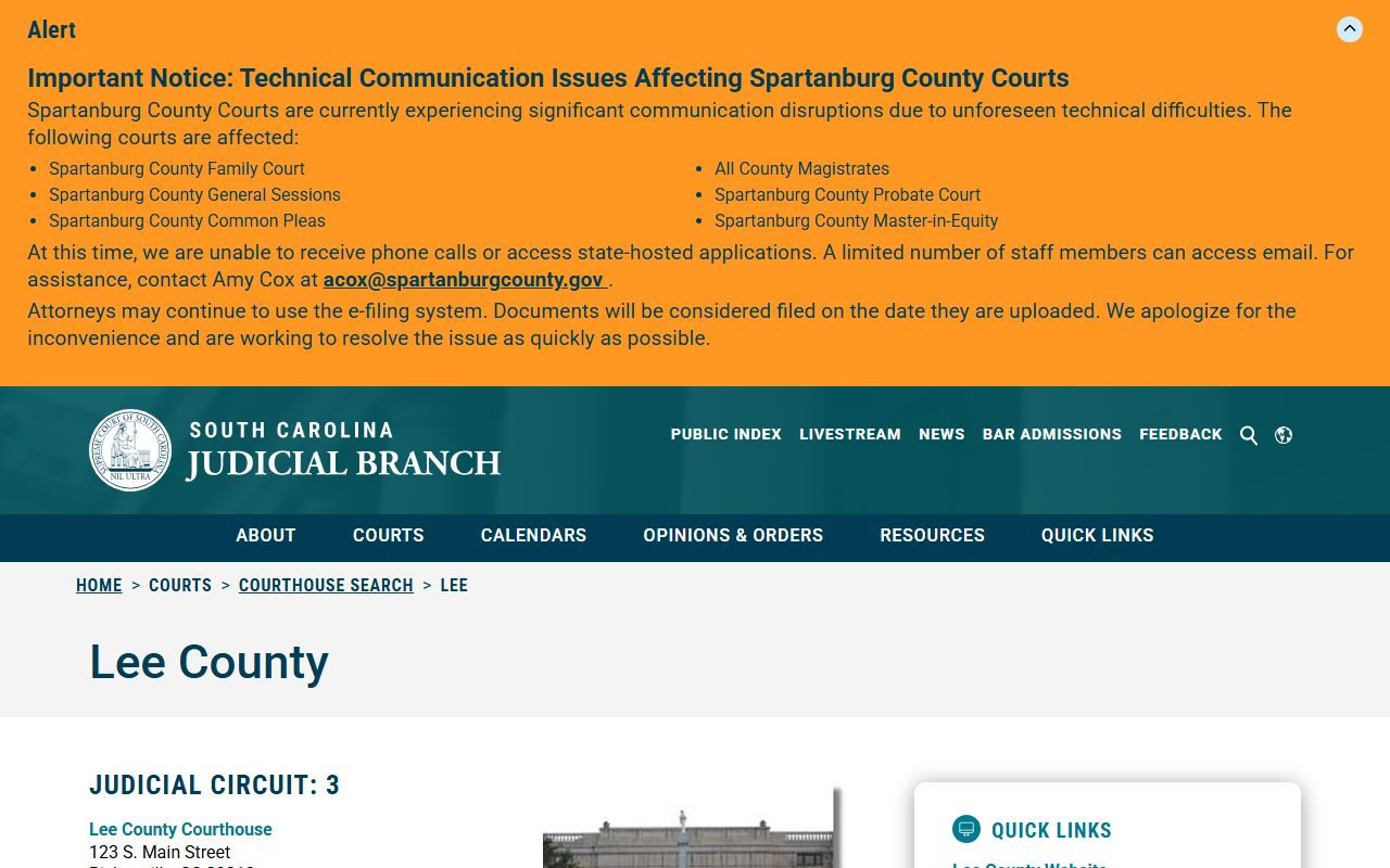 Lee County court records courthouse page