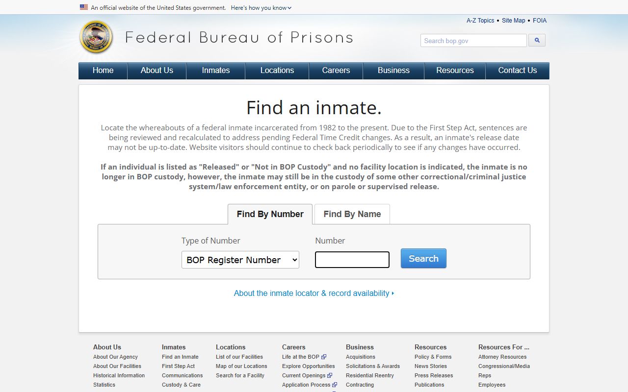 Lee County inmate records federal BOP inmate locator