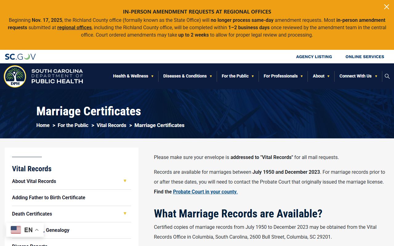 Lee County marriage records DPH marriage certificate page