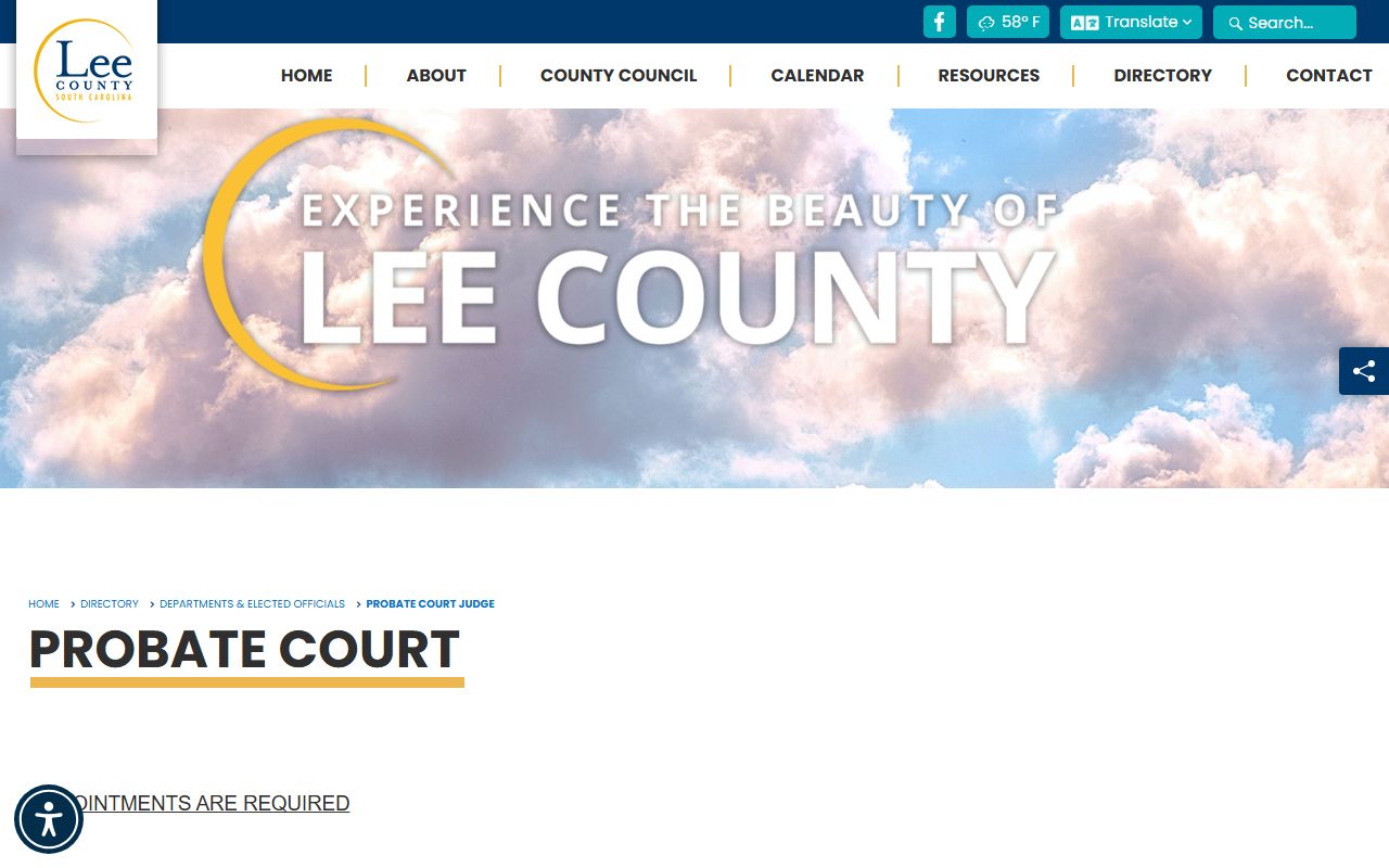 Lee County probate records Probate Court page