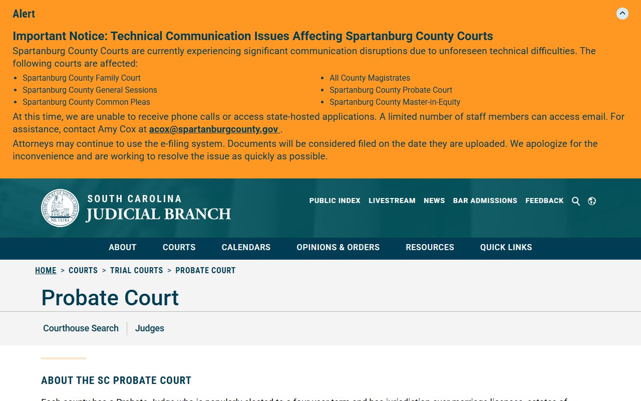 Lee County probate records South Carolina Probate Court overview