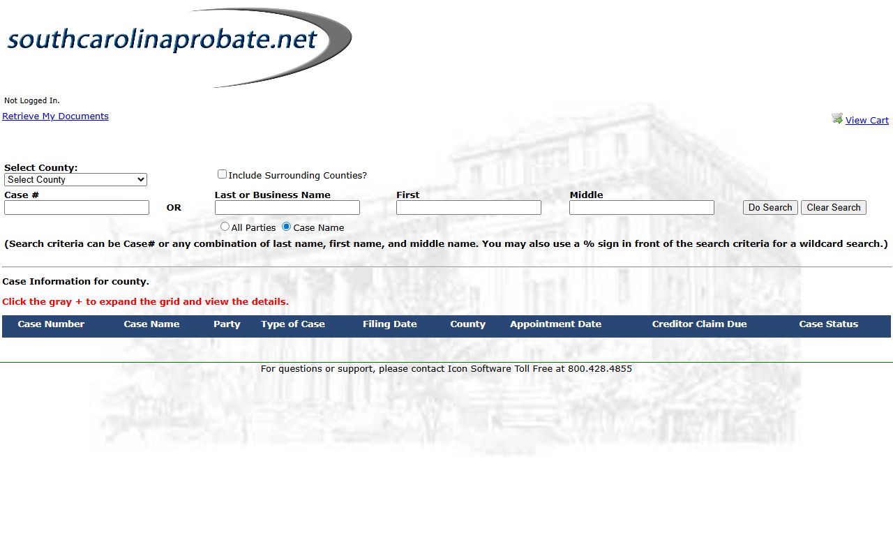 Lee County probate records South Carolina Probate Search portal