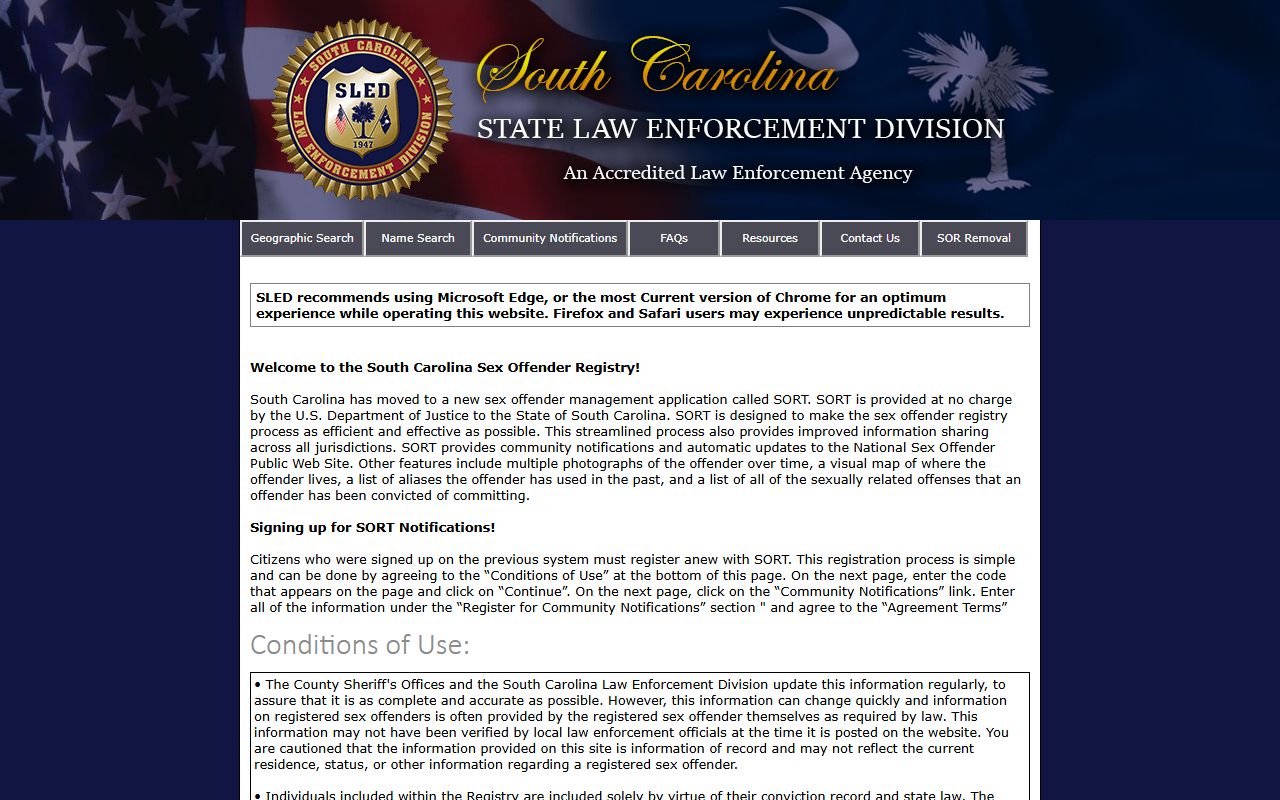 Lee County warrant records SLED registry limitation